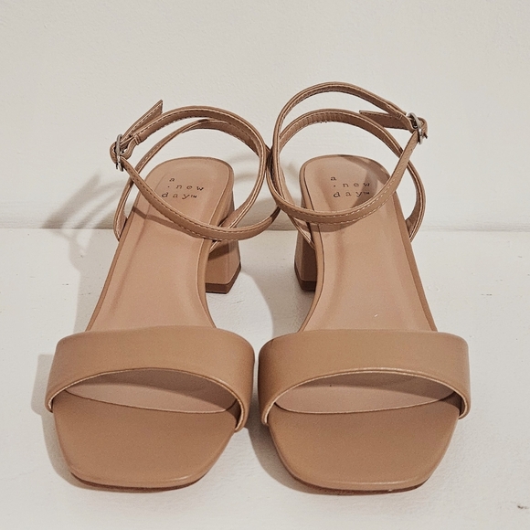 A.New Day Shannon heels for women with memory foam insole open toe and square - Picture 4 of 11